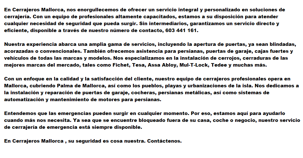 Acerca de Nosotros - Cerrajeros Baleares