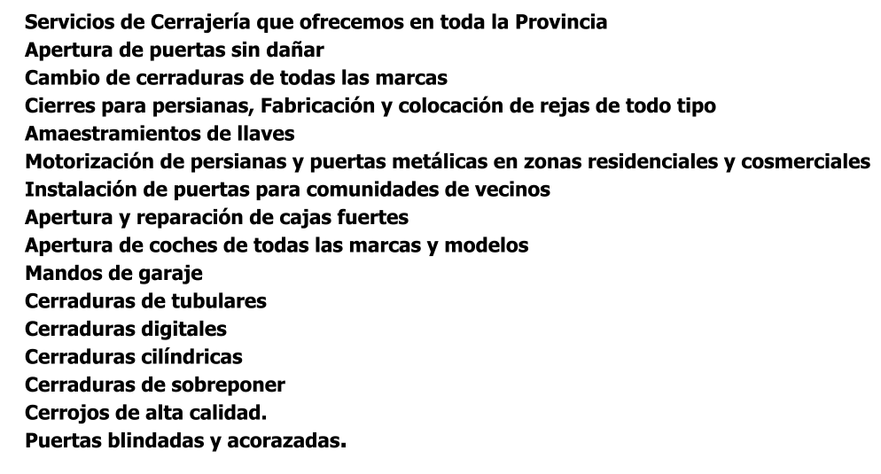 Nuestros Servicios de Cerrajería